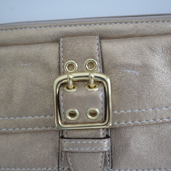 Coach Metallic Gold Wristlet with Buckle - Picture 3 of 6